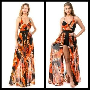 Sheer Tropical Scoop Neck Romper